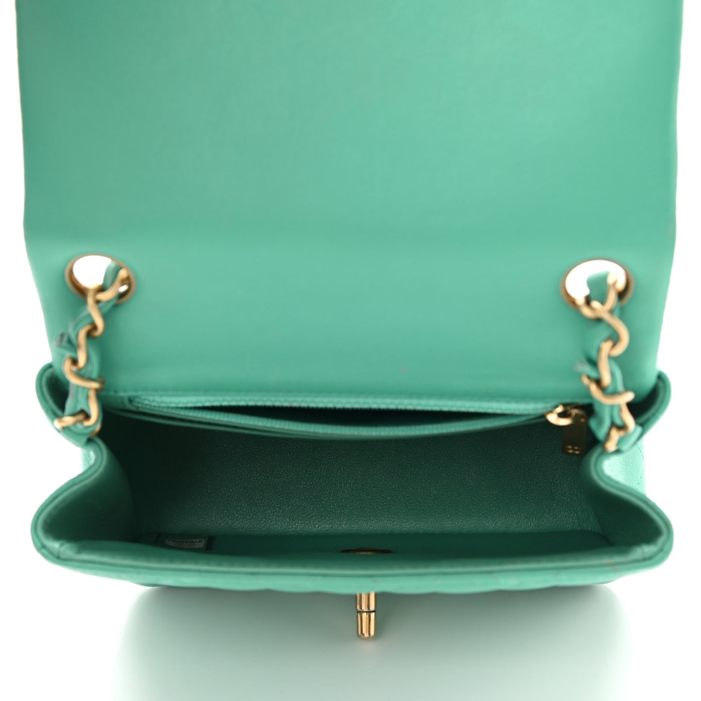 Lambskin Quilted Mini Square Flap Green