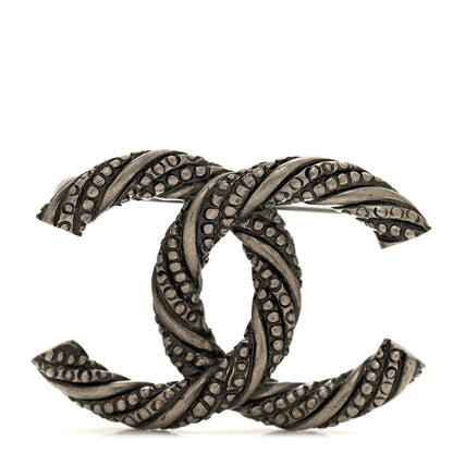 Chanel Ruthenium Twisted CC Brooch Silver 1 of 3