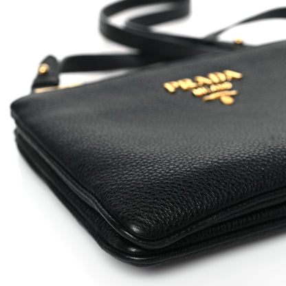 Prada Vitello Phenix Double Zip Crossbody Bag Black 8 of 9