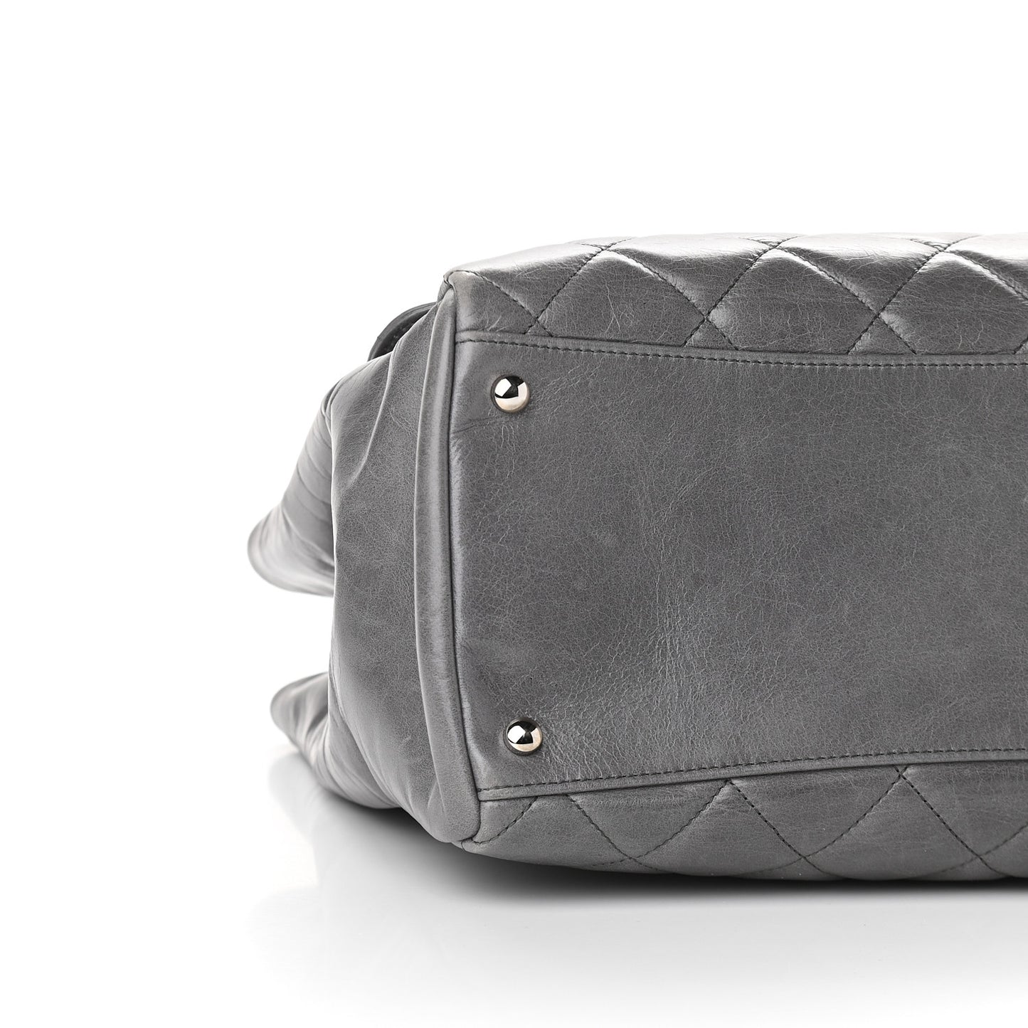 Glazed Calfskin Quilted Large CC Delivery Tote Grey
