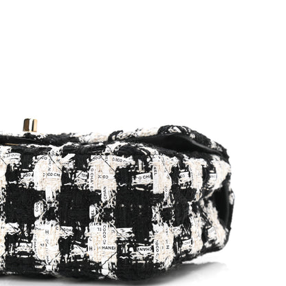 Chanel Tweed Quilted Mini Rectangular Flap Black Ecru White 10 of 11