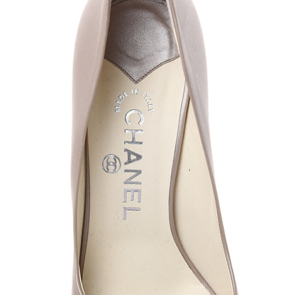 Chanel Lambskin CC Peep Toe Pumps 39 Beige 7 of 10