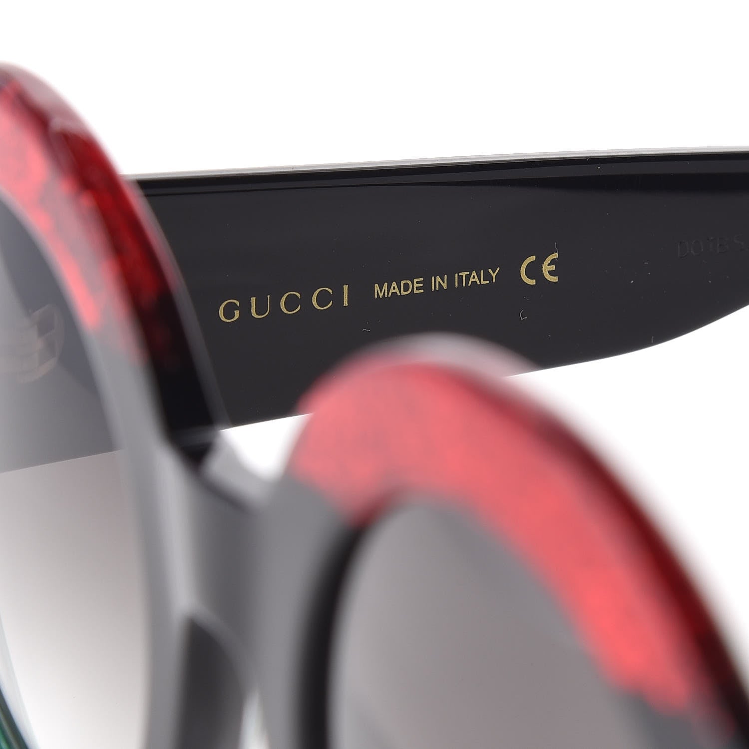 Gucci Acetate Round GG0084S Sunglasses Black Red Green 6 of 6