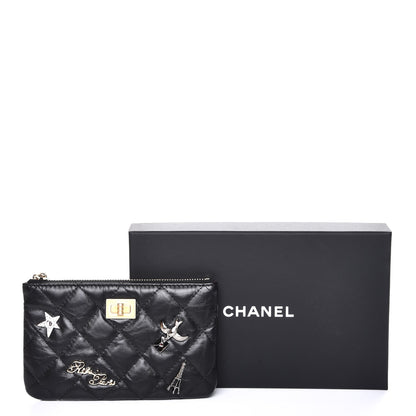 Chanel Aged Calfskin Quilted Small Lucky Charms Cosmetic Case Black 8 of 8