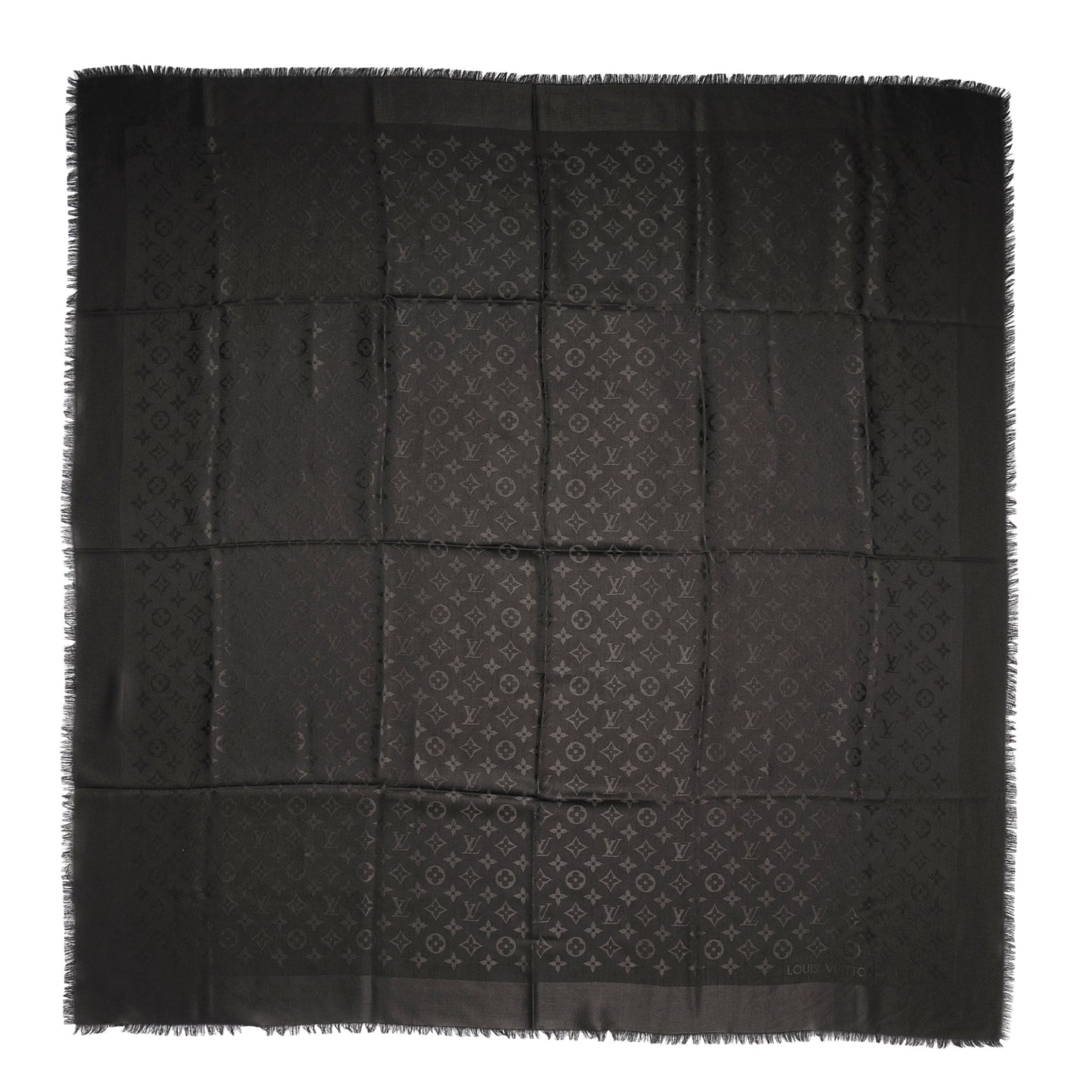 Silk Wool Monogram Shawl Black