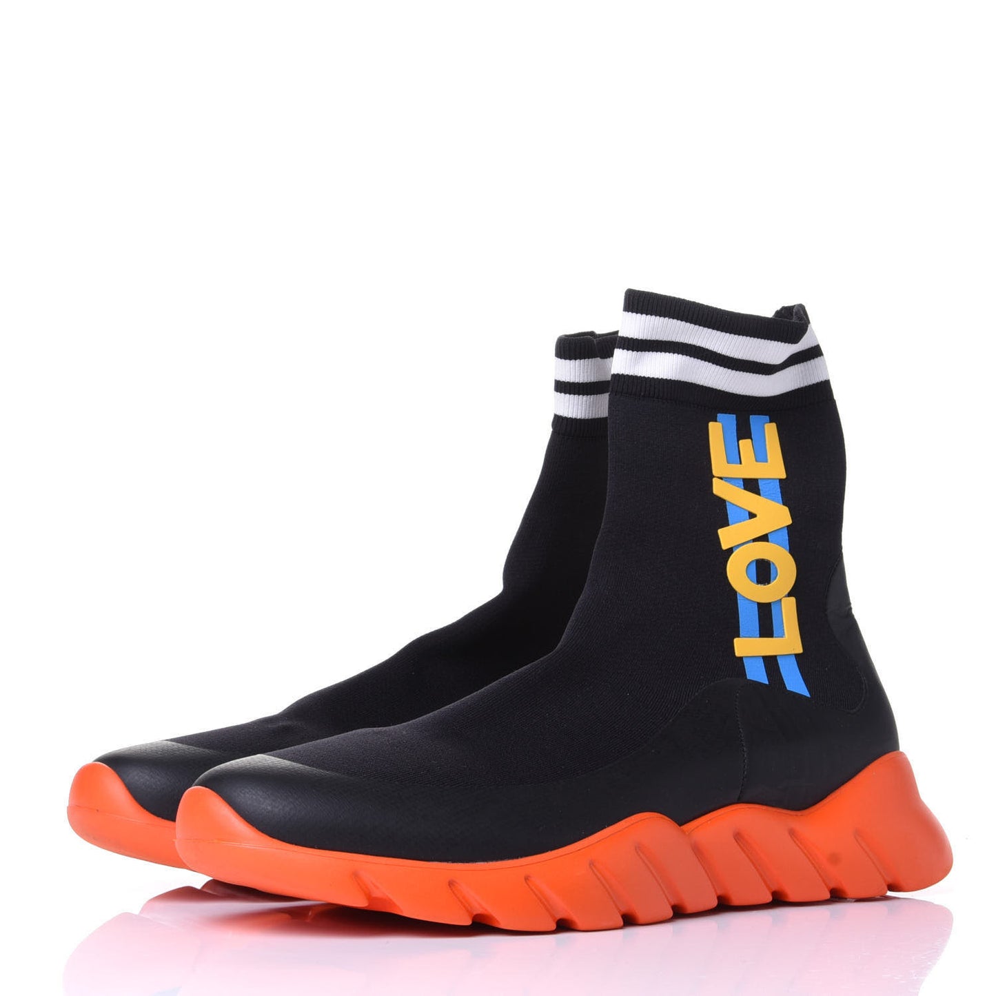 Stretch Knit Jacquard Love High Top Sock Sneakers 12 Black Multicolor