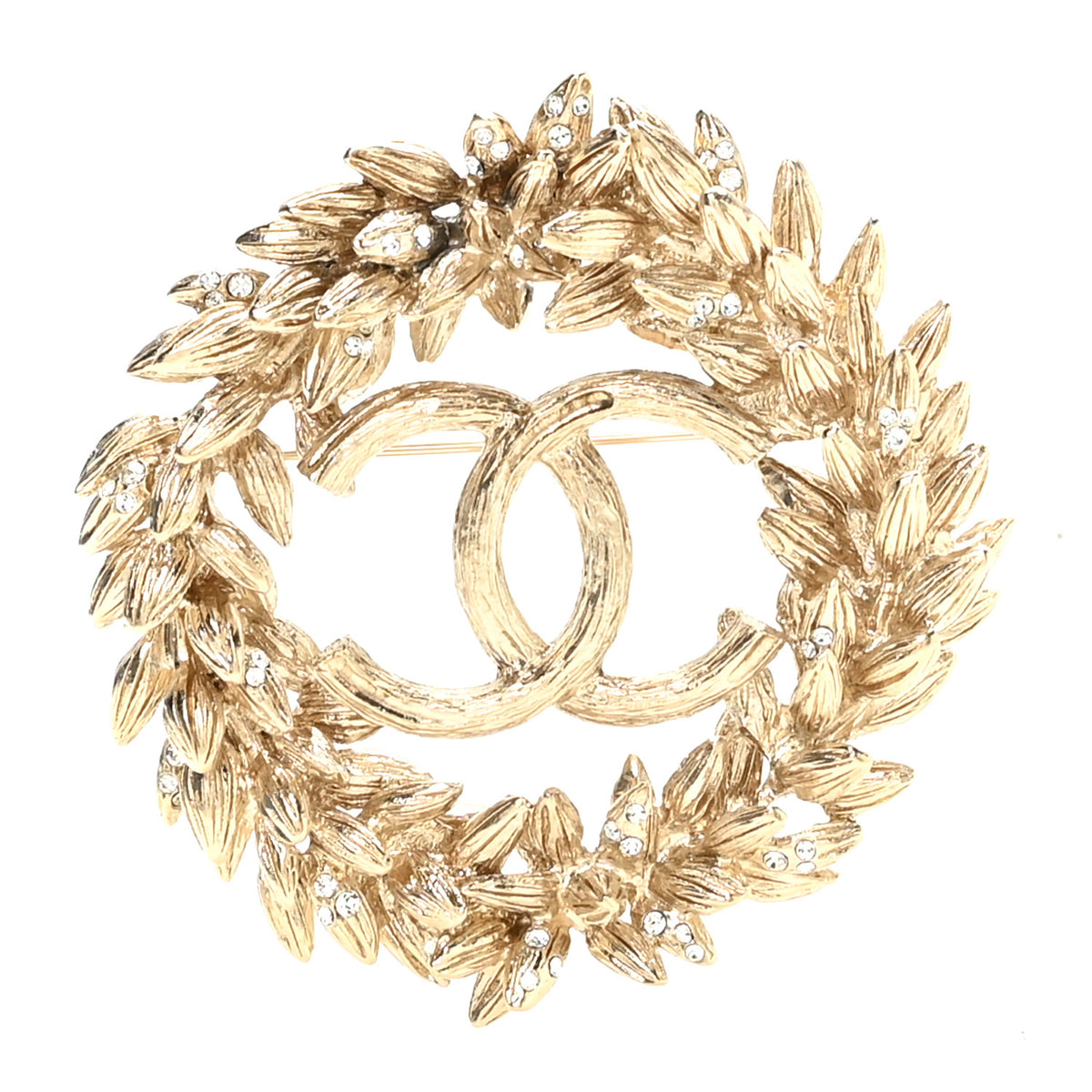 Chanel Crystal CC Sheath of Wheat Brooch Gold 1 of 5