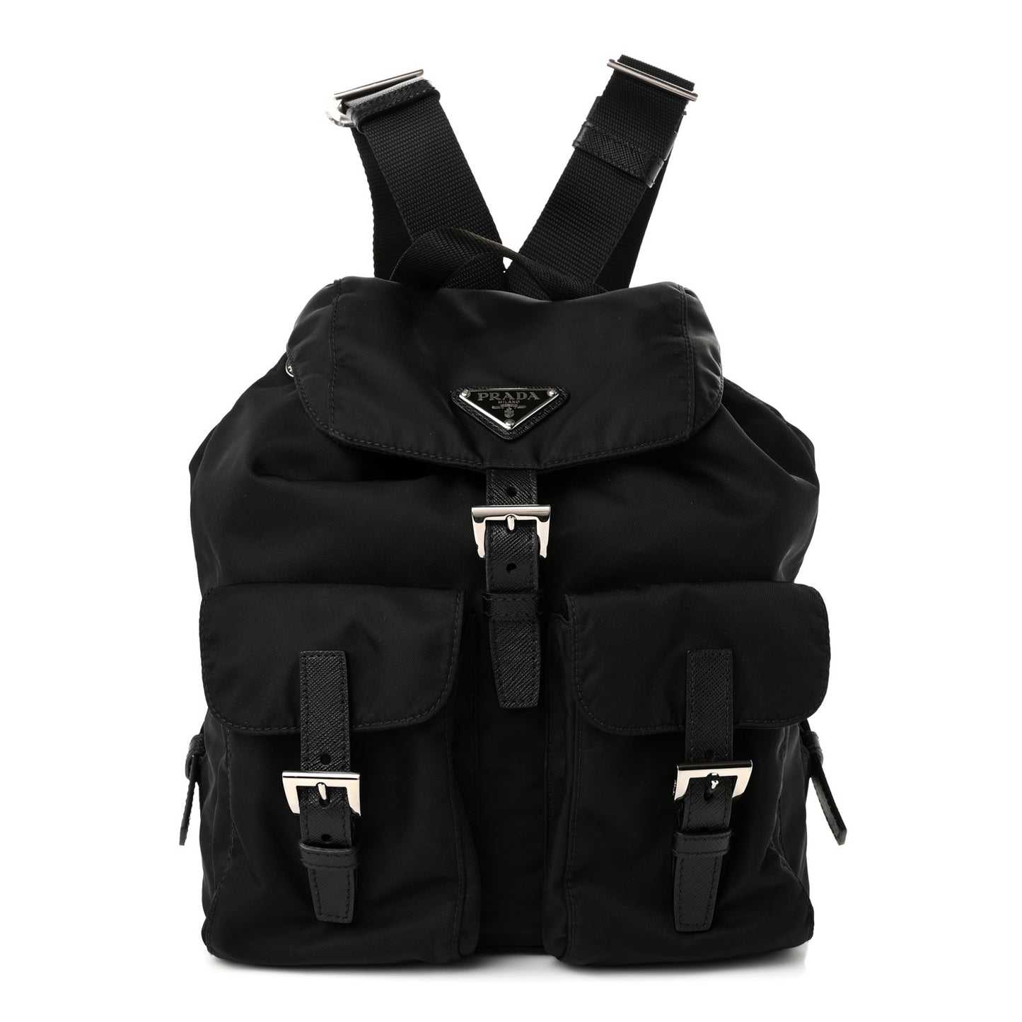 Re-Nylon Vela Saffiano Small Backpack Black