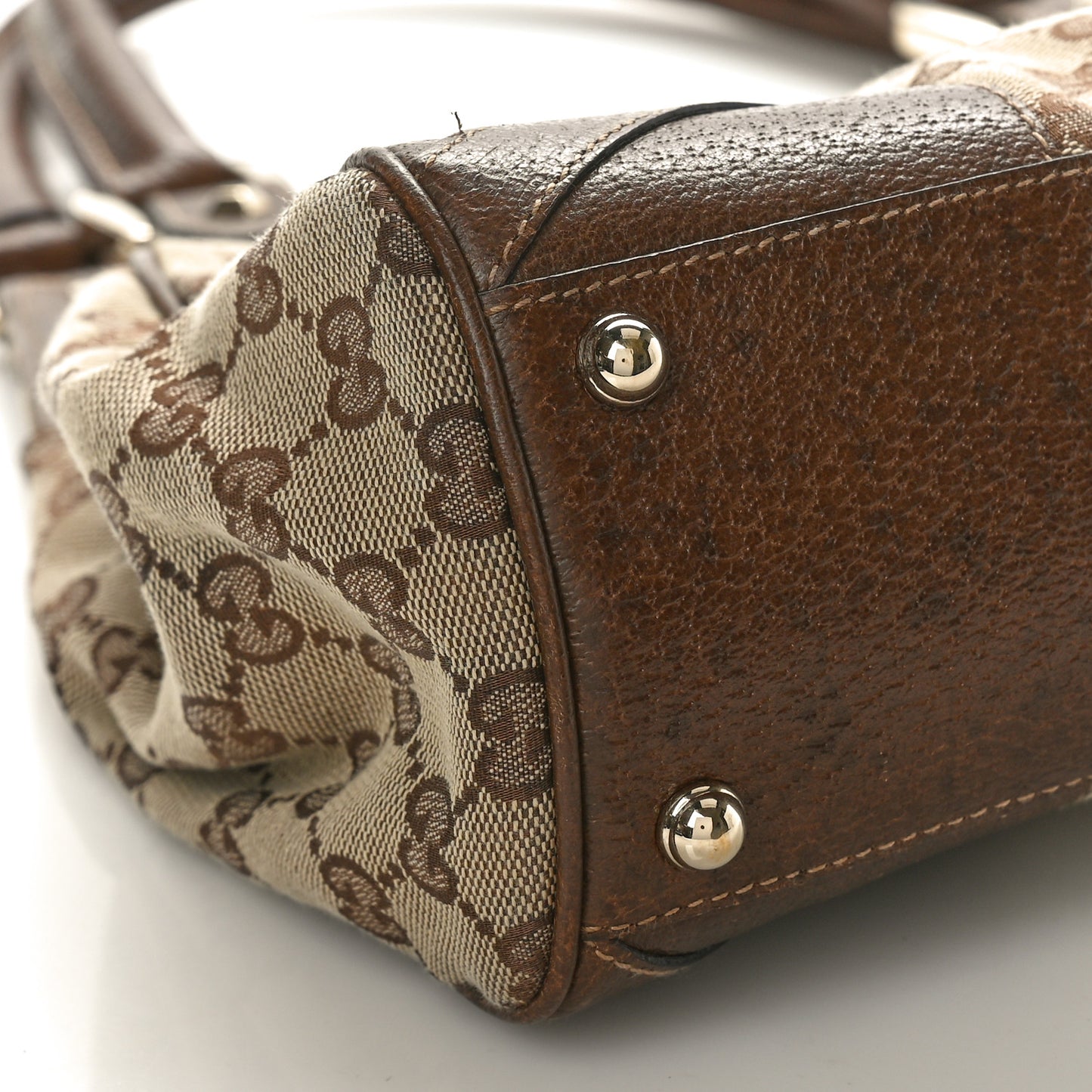 Monogram Calfskin Large Bardot Shoulder Bag Brown