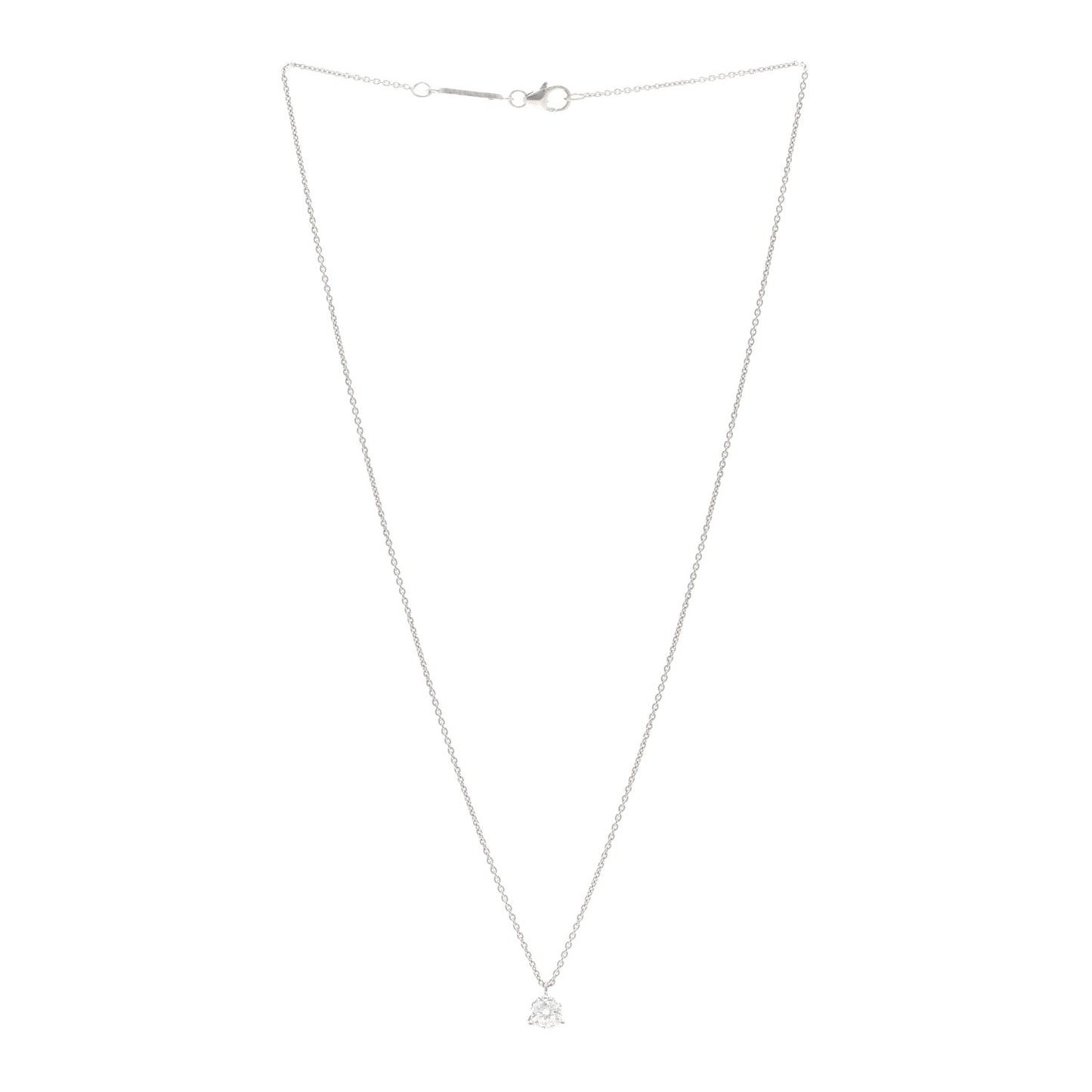 18K White Gold Diamond .50ct Cento Solitaire Pendant Necklace