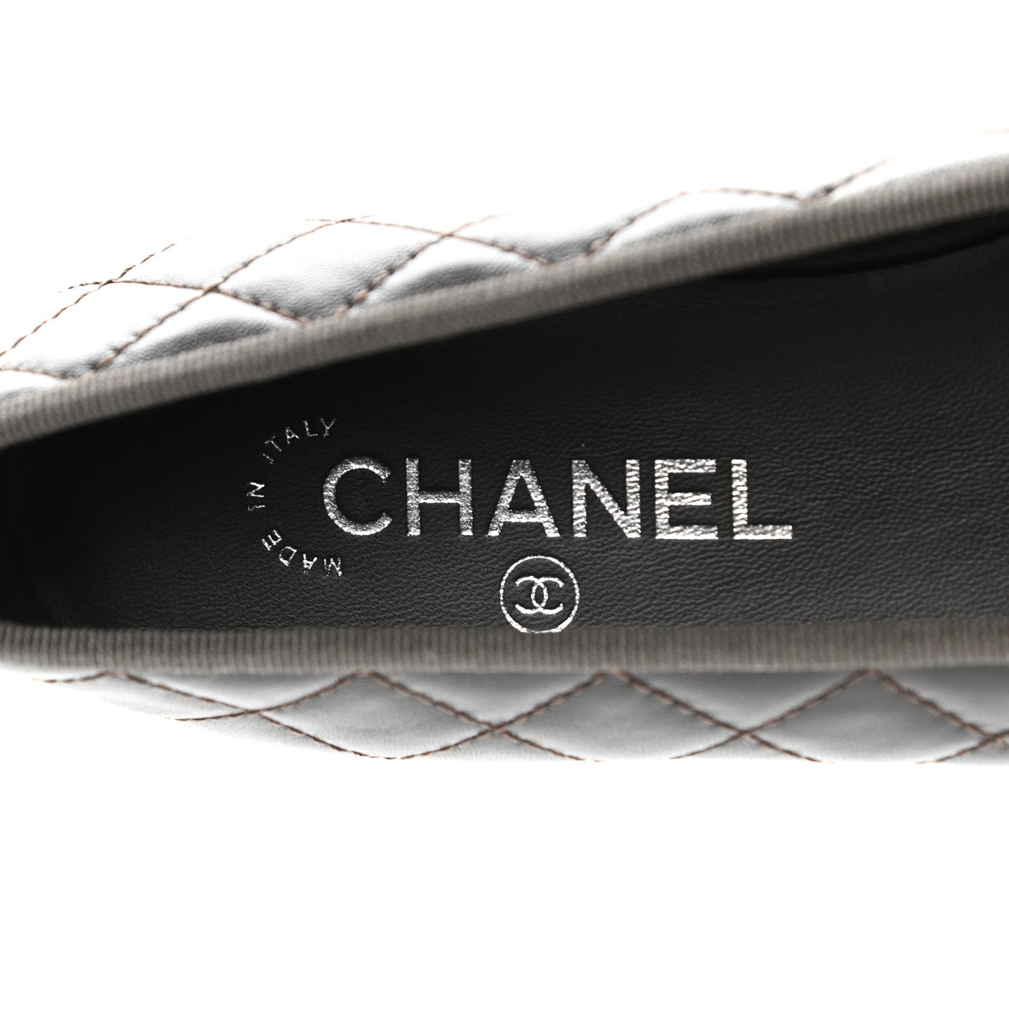 Lambskin Quilted CC Cap Toe Ballerina Flats 38 Dark Brown