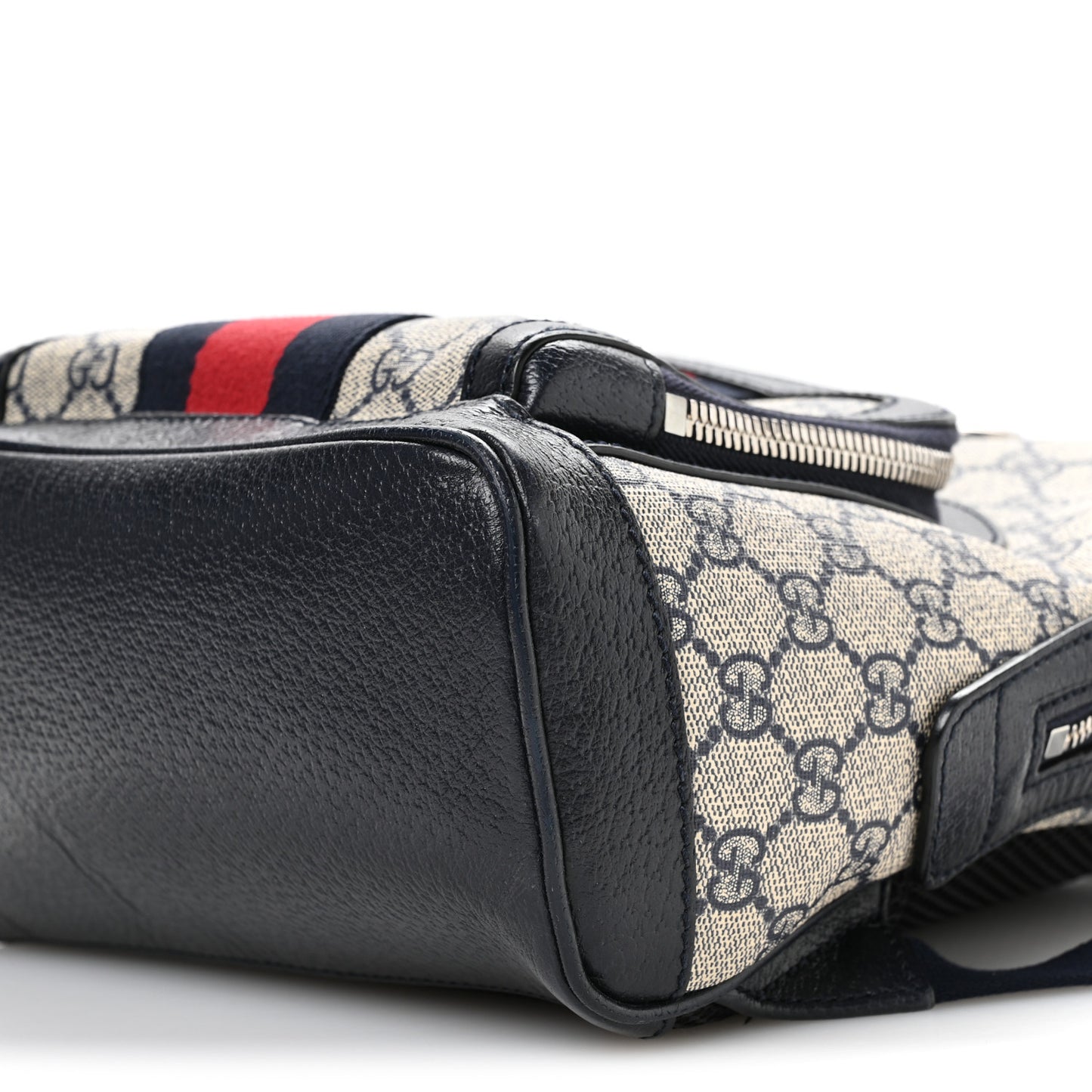 GG Supreme Monogram Textured Dollar Calfskin Web Small Ophidia Day Backpack Beige Blue Black