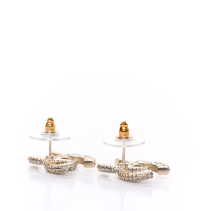 Chanel Crystal Timeless CC Earrings Light Gold 3 of 5