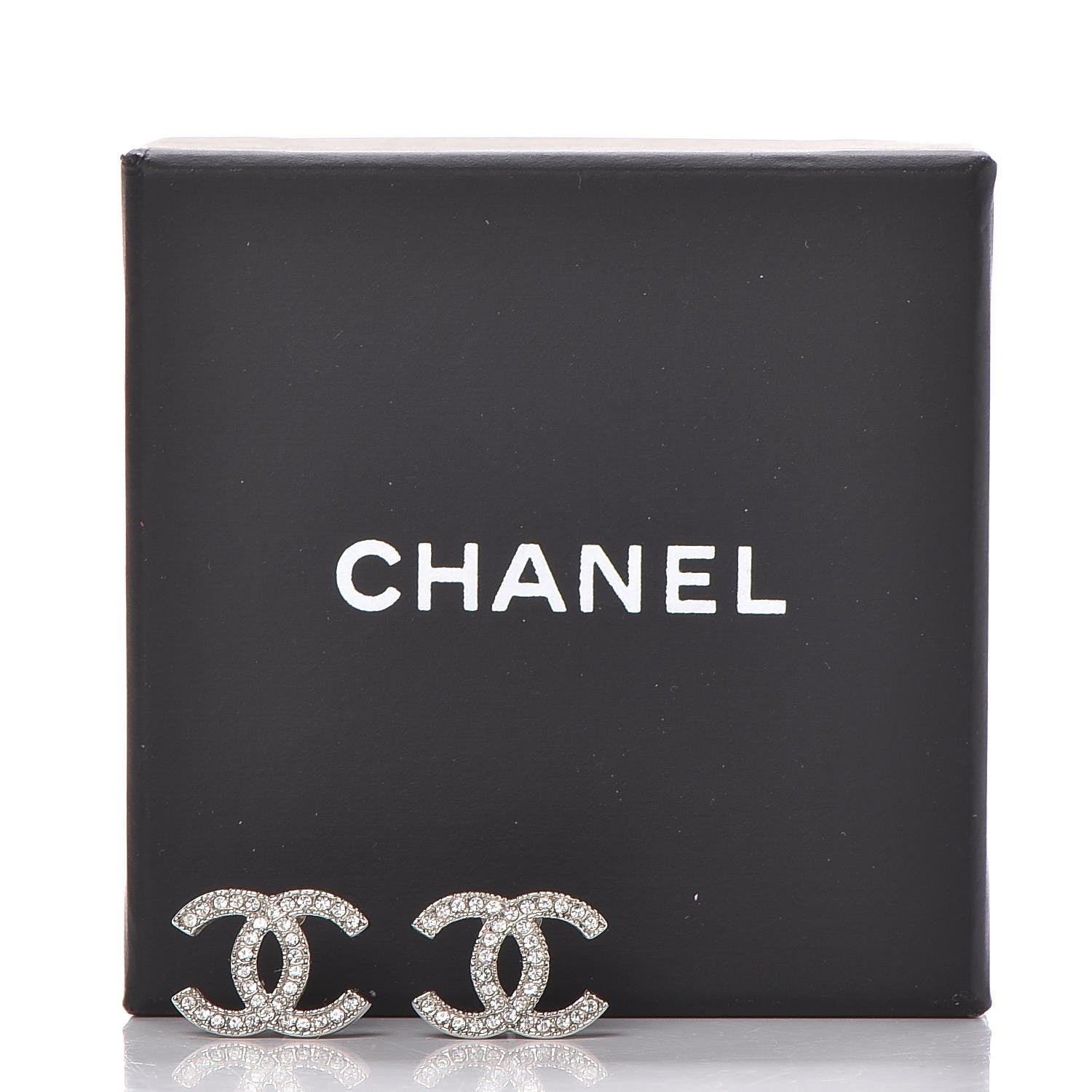Chanel Crystal CC Earrings Silver 5 of 5