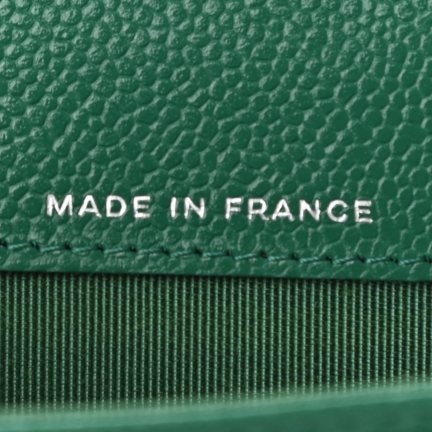 Caviar Quilted Flap Card Holder Wallet Green