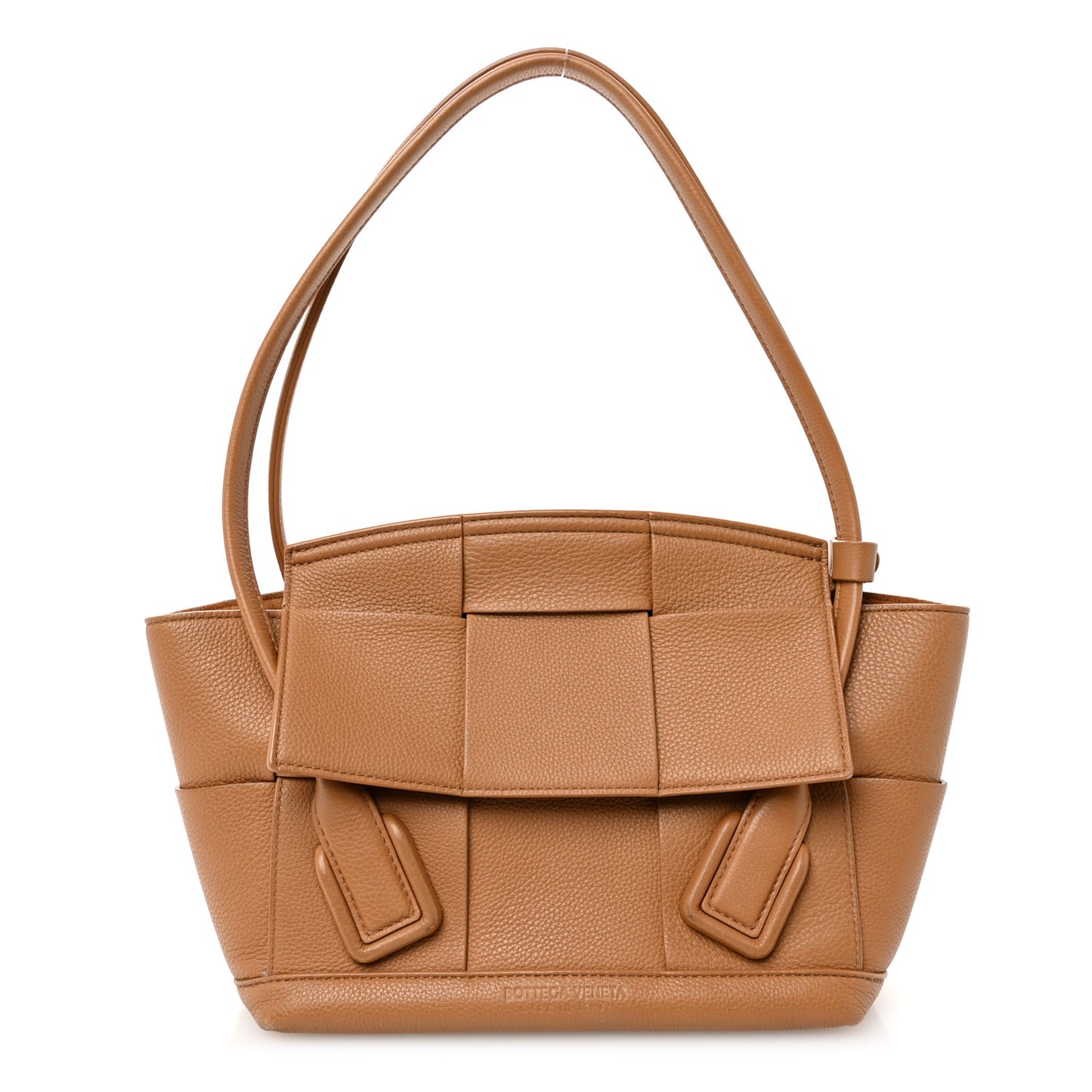 Grained Calfskin Maxi Intrecciato Small Arco Caramel