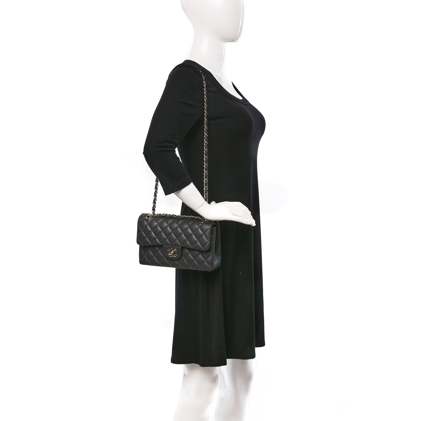 Lambskin Quilted Small Double Flap Dark Grey