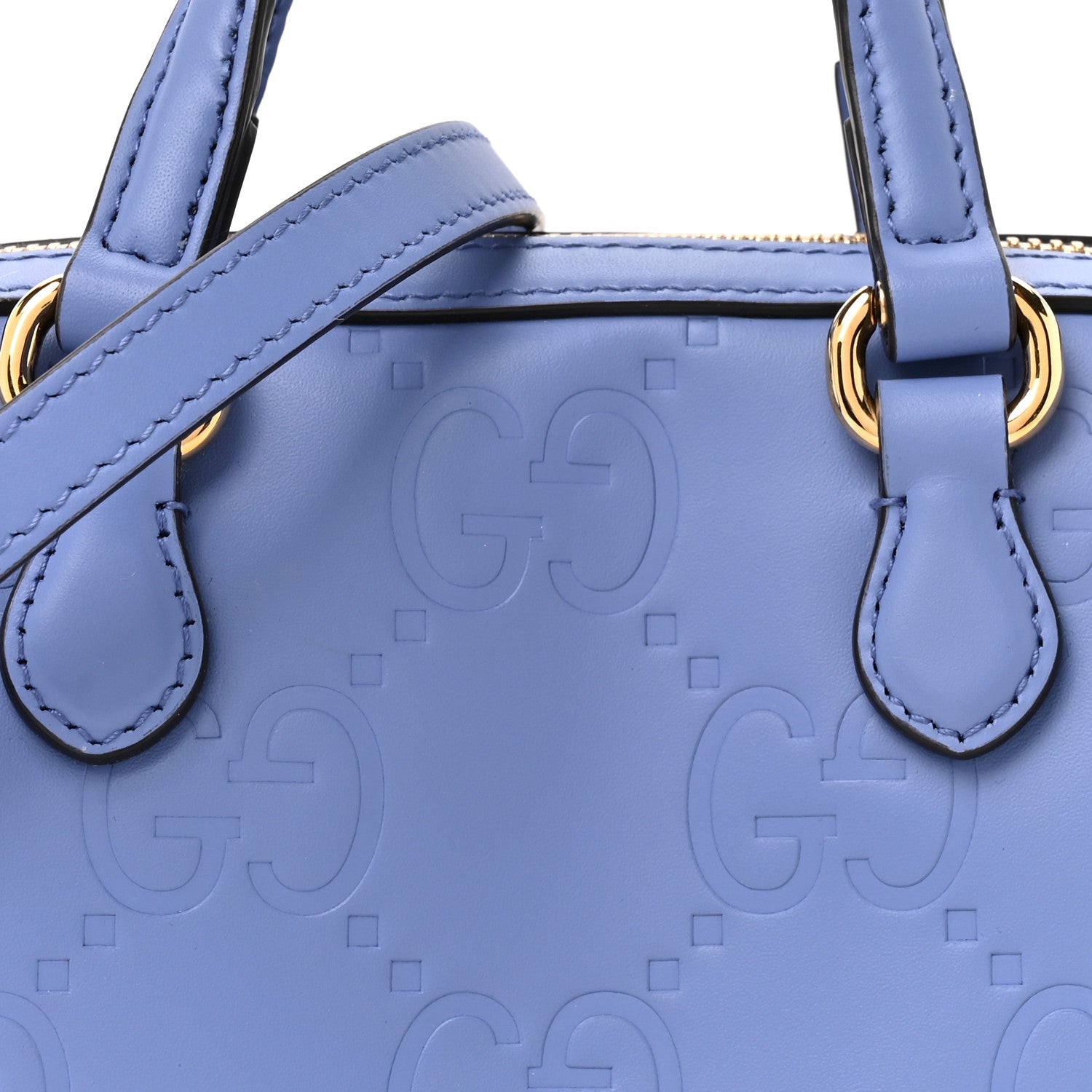 Gucci Gilbert Calfskin Jumbo GG Embossed Super Mini Top Handle Bowler Bag Bloom Lavender 7 of 11