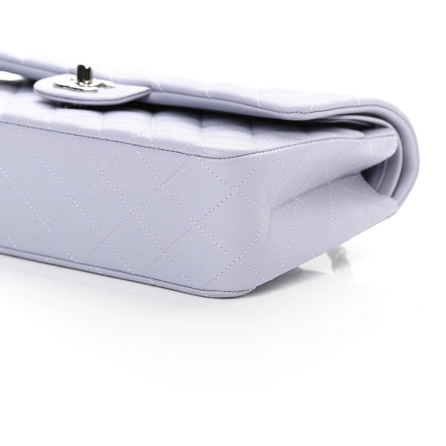 Caviar Quilted Medium Double Flap Light Purple