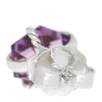 David Yurman Sterling Silver Diamond Amethyst 10mm Cable Wrap Earrings 4 of 5