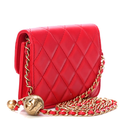 Chanel Lambskin Quilted Pearl Crush Clutch With Chain Red 3 of 11