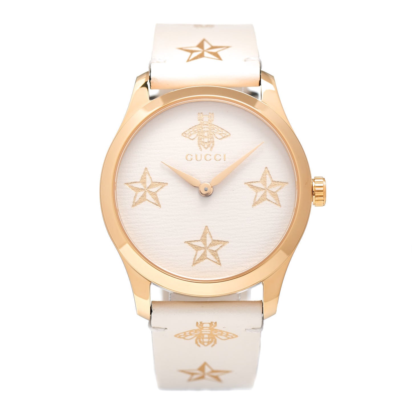 Stainless Steel Calfskin 38mm G-Timeless Bee Star Quartz Watch White