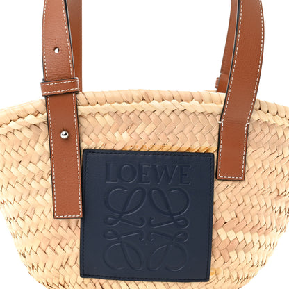 Loewe Raffia Small Basket Tote Bag Natural Tan Navy 7 of 11