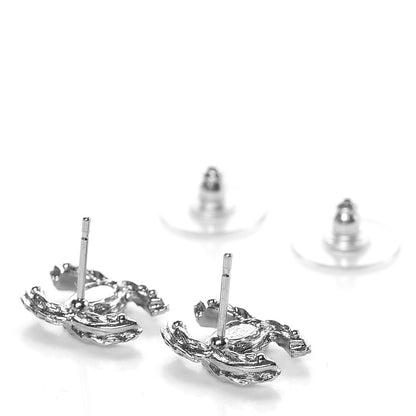 Chanel Baguette Crystal CC Earrings Silver Black 3 of 4