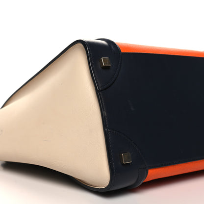 Celine Elephant Calfskin Mini Tri-Color Luggage Bright Orange 8 of 10