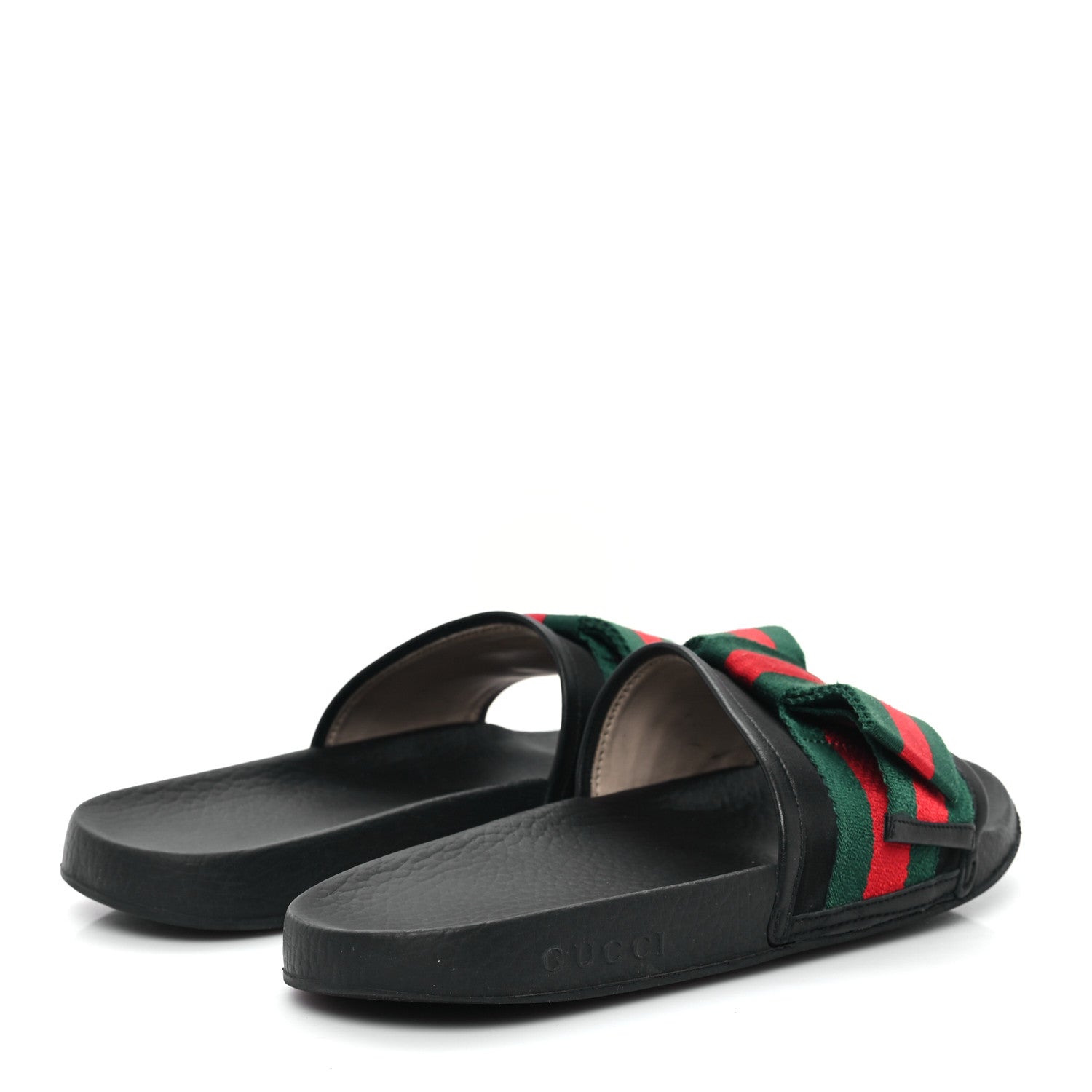 Gucci Satin Web Bow Slide Sandals 39 Black 5 of 11