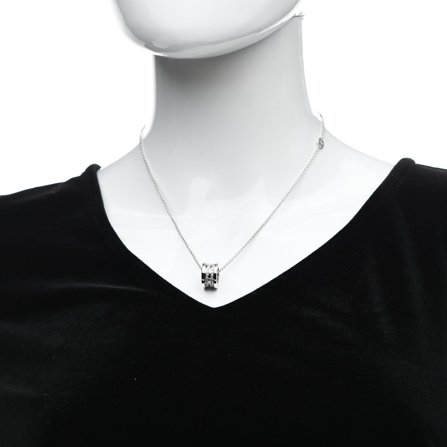 18K White Gold Diamond B.Zero1 Pave Pendant Necklace