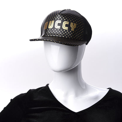 Gucci X SEGA Calfskin GUCCY Stars Baseball Hat S Black Gold 2 of 9