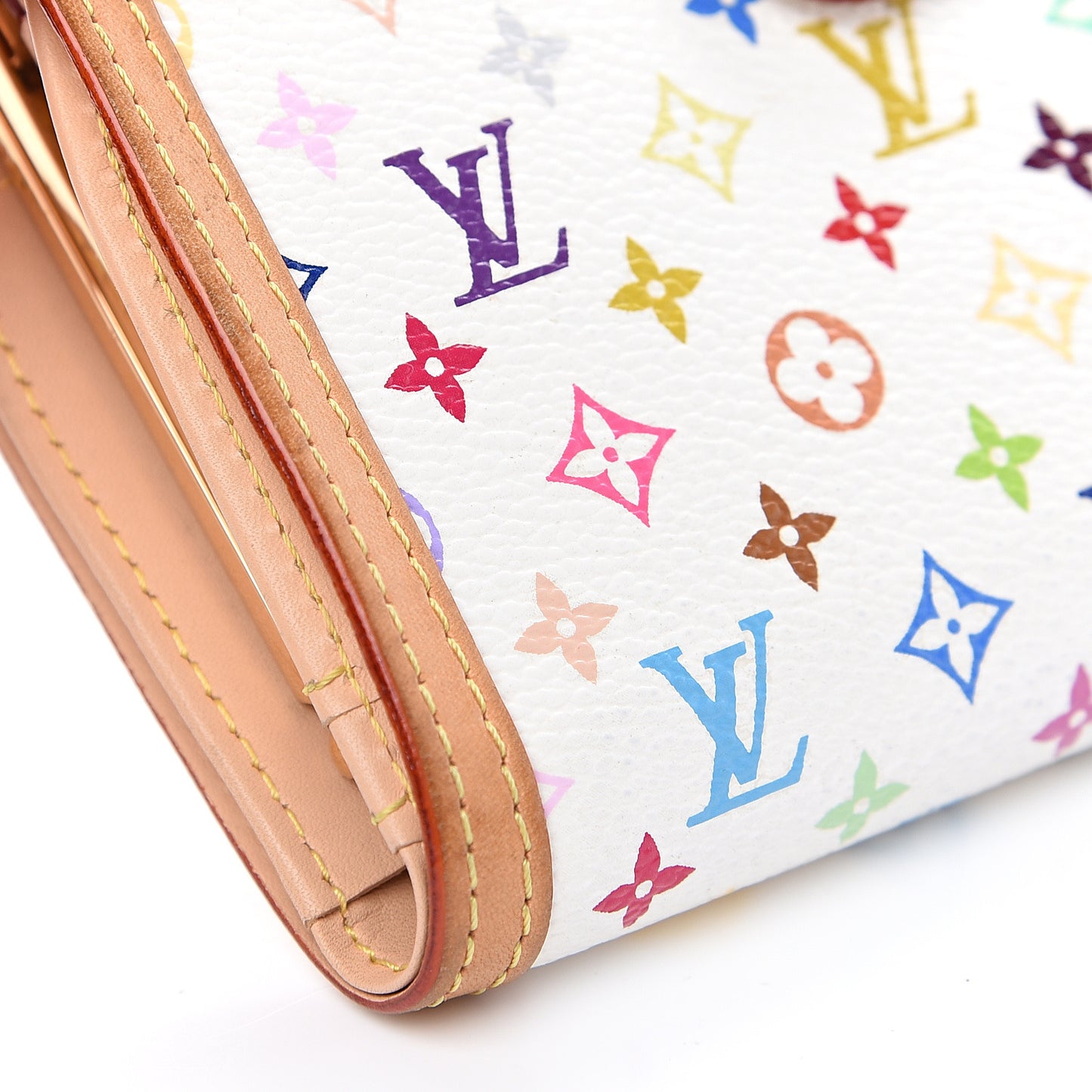 Monogram Multicolor French Purse Wallet White