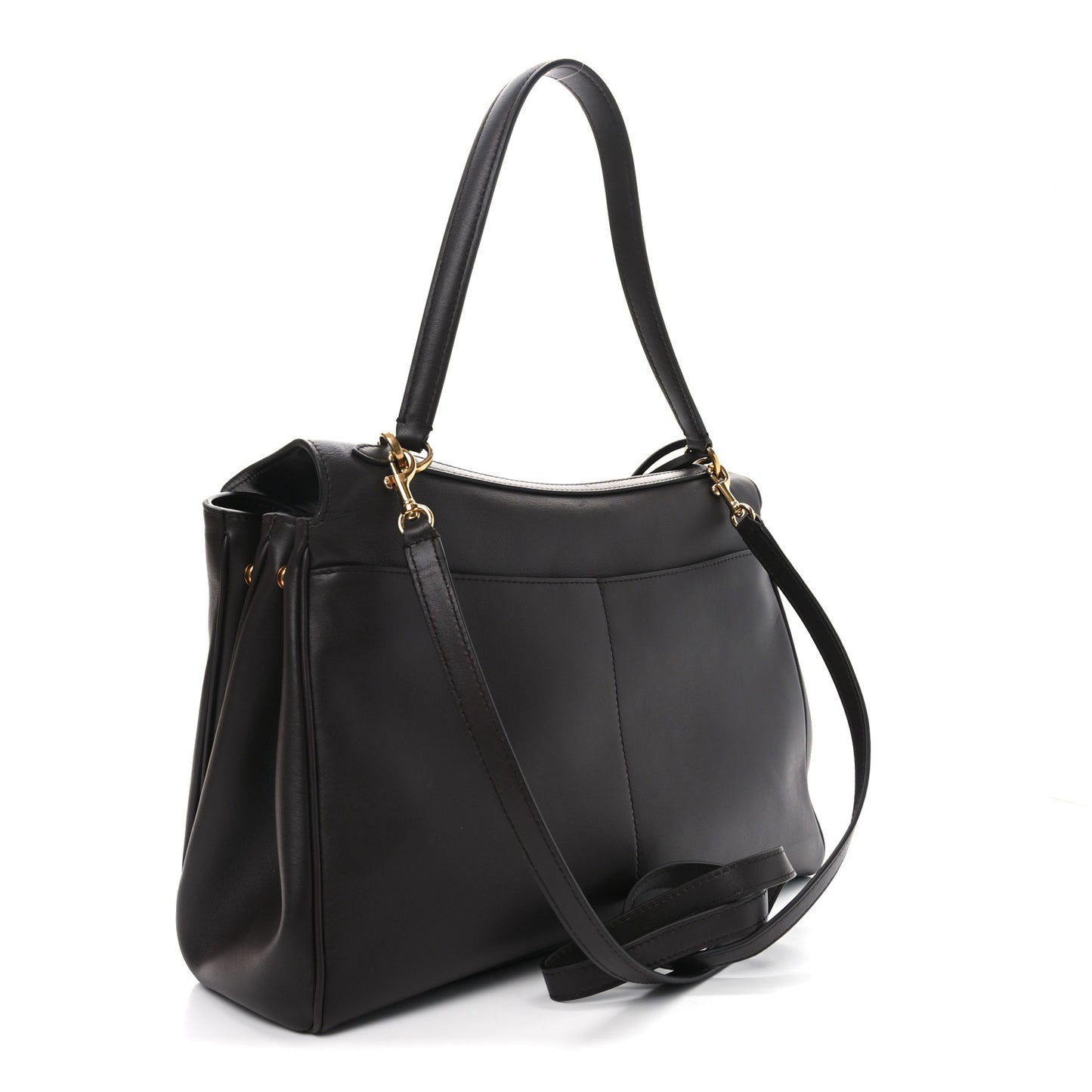 Natural Smooth Calfskin Medium Rodeo Top Handle Handbag Espresso