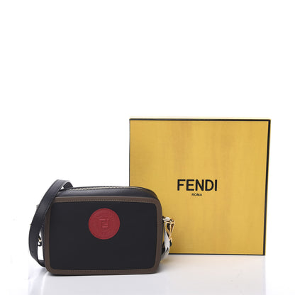 Fendi Vitello Century Matte Stamp Patch Bi-Color Mini Camera Case Black Maya Fragola 10 of 10