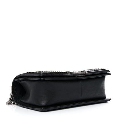 Chanel Goatskin Quilted Medium Boy Handle Flap Black 4 of 12