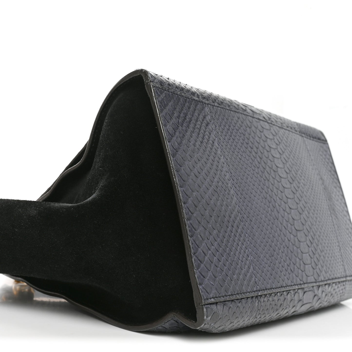 Snakeskin Calfskin Medium Trapeze Blue Black