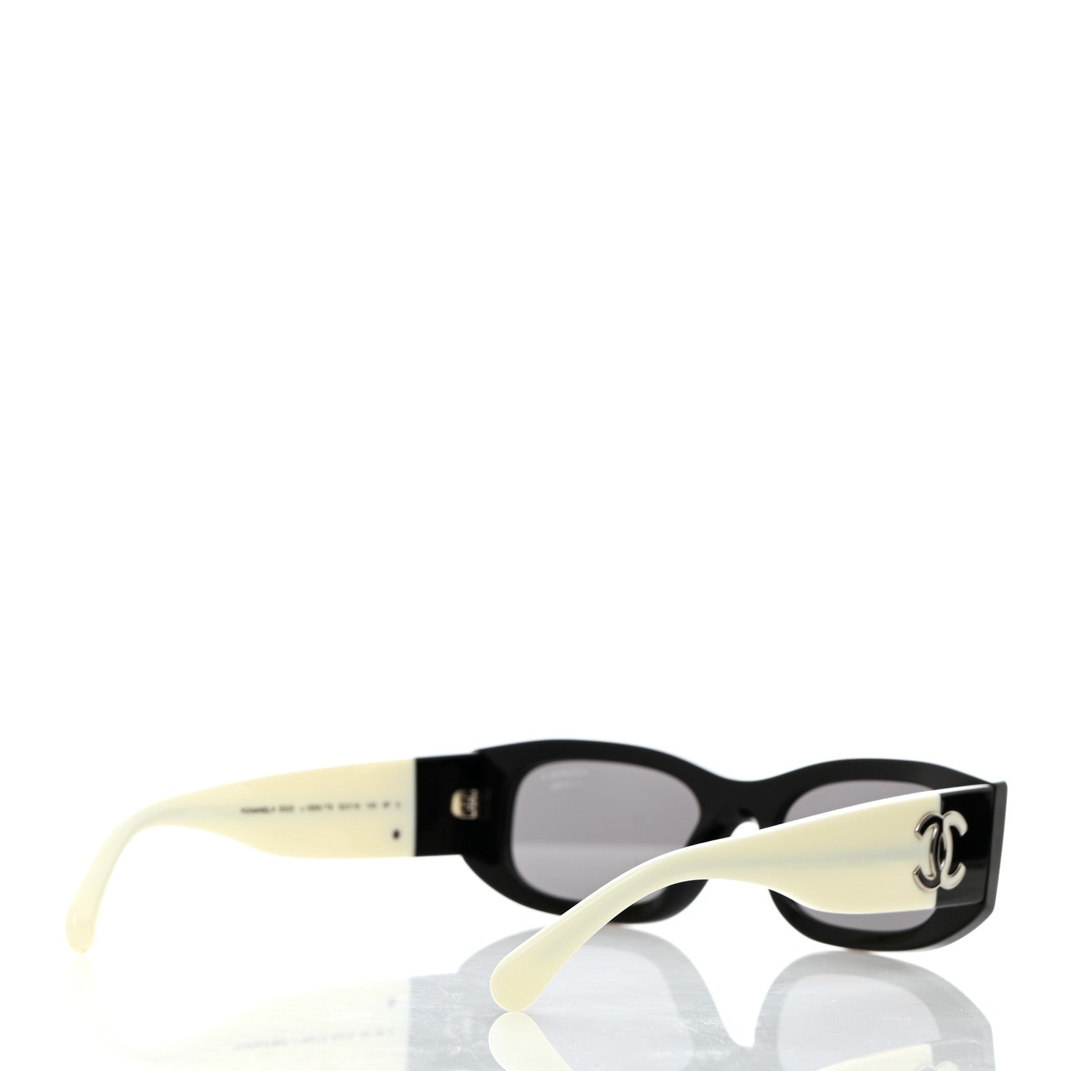 Chanel Acetate Rectangle Sunglasses 5525 Black White 4 of 8