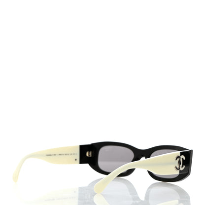 Chanel Acetate Rectangle Sunglasses 5525 Black White 4 of 8