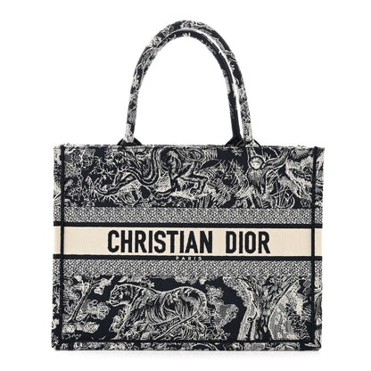 Christian Dior Canvas Embroidered Medium Toile De Jouy Reverse Book Tote Blue 1 of 11