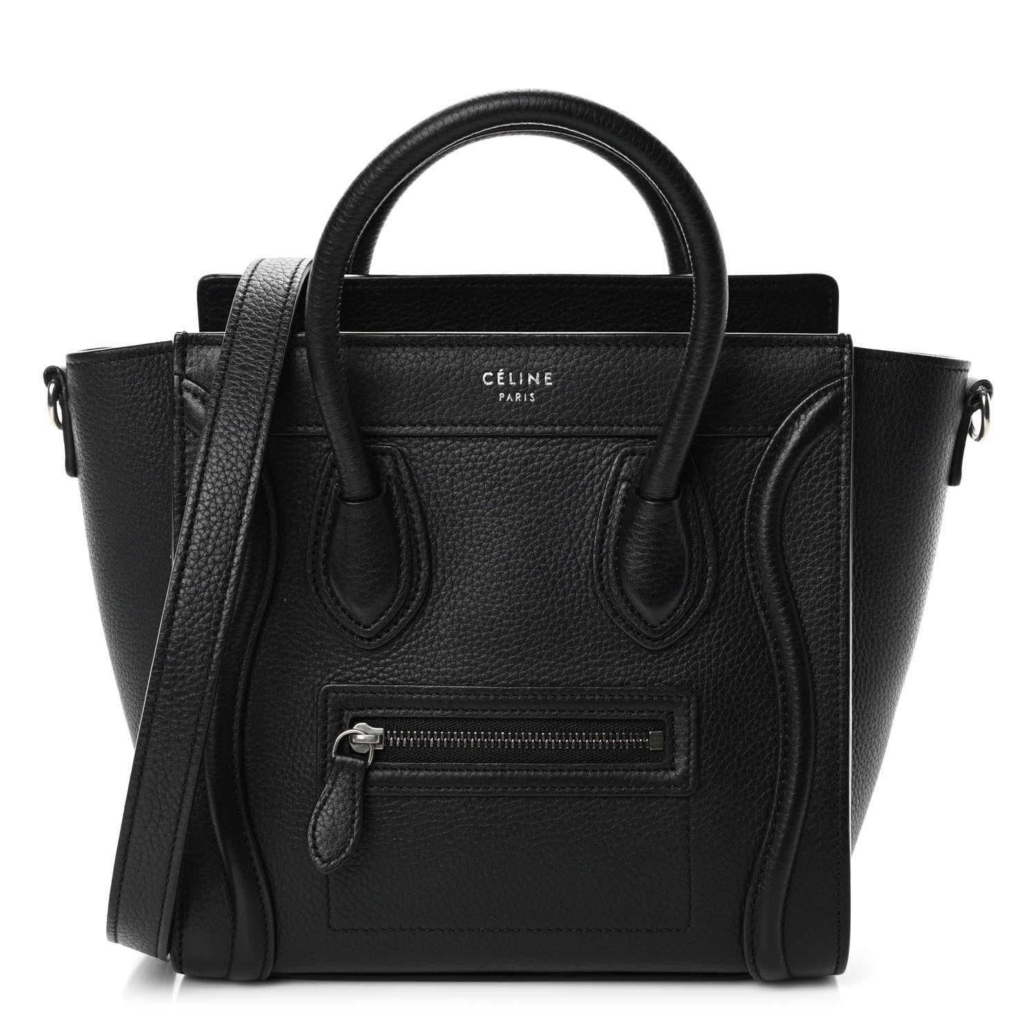 Celine Drummed Calfskin Nano Luggage Black 1 of 7
