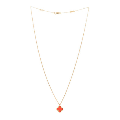 Van Cleef & Arpels 18K Rose Gold Carnelian Sweet Alhambra Pendant Necklace 3 of 5