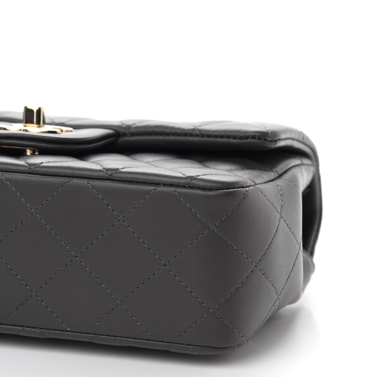 Chanel Lambskin Quilted Mini Rectangular Flap Dark Grey 8 of 9