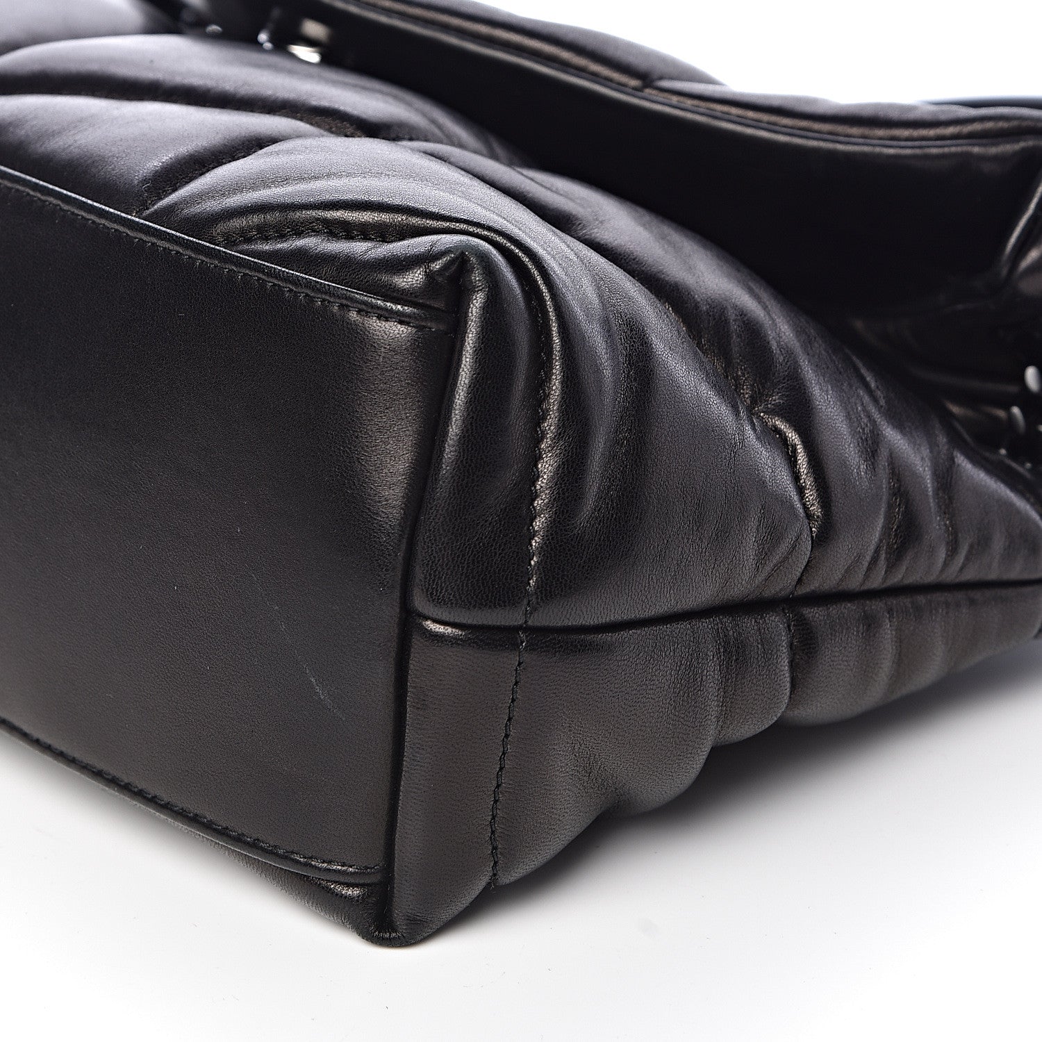 Saint Laurent Lambskin Quilted Small Loulou Puffer Monogram Chain Satchel Black 9 of 11