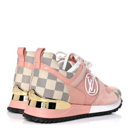 Louis Vuitton Suede Damier Azur Run Away Sneakers 35.5 Pink 4 of 9
