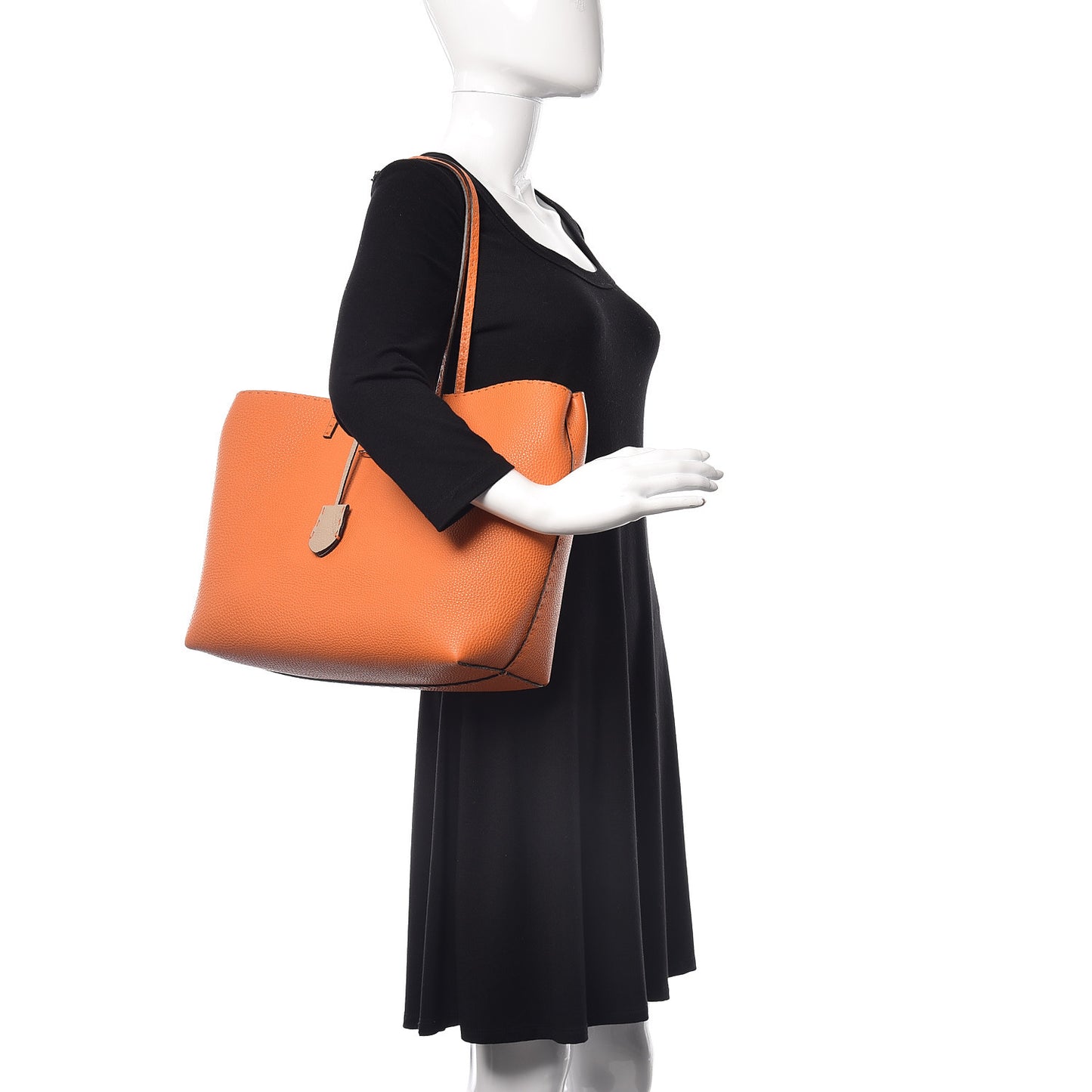 Cuoio Romano Selleria Bi-Color Large Carla Shopping Tote Orange Stone