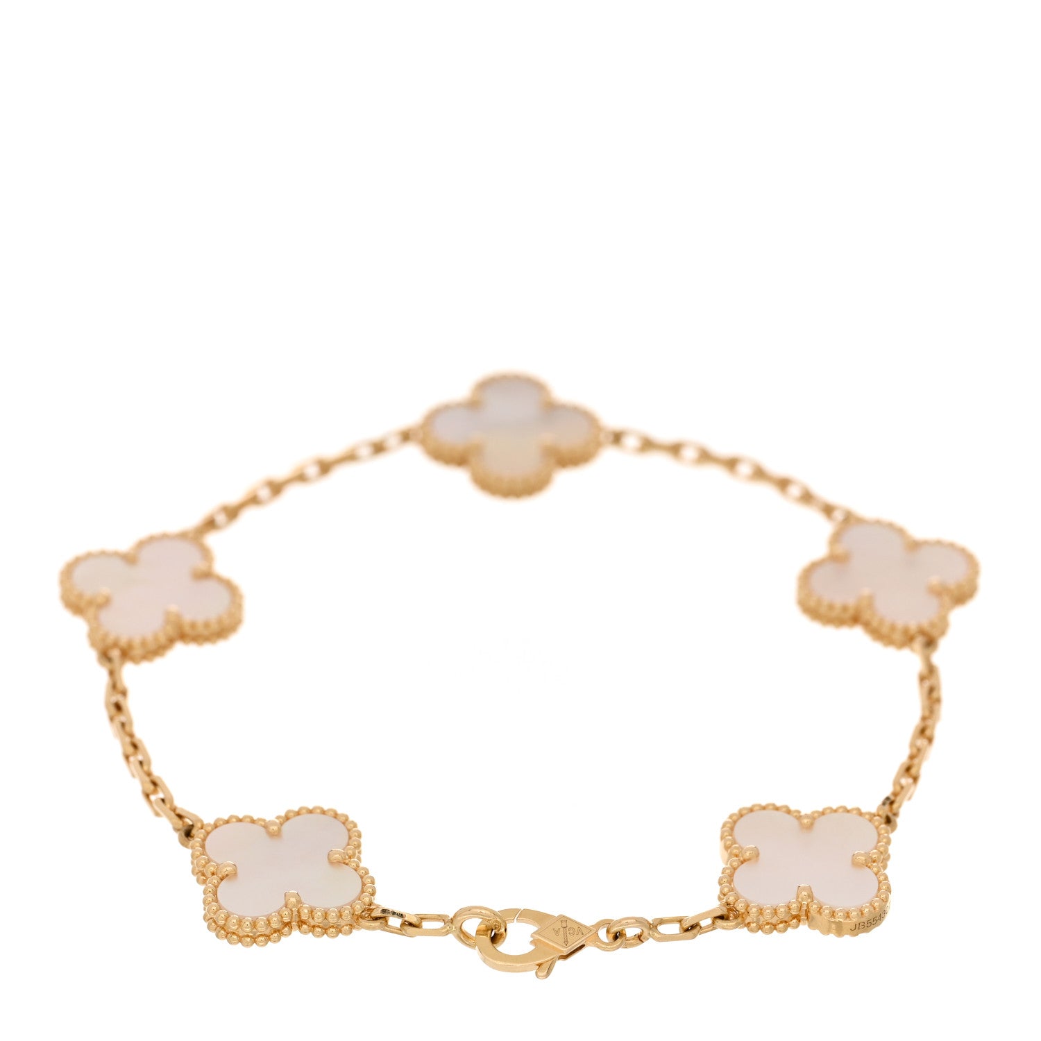 Van Cleef & Arpels 18K Yellow Gold Mother of Pearl 5 Motifs Vintage Alhambra Bracelet 2 of 4
