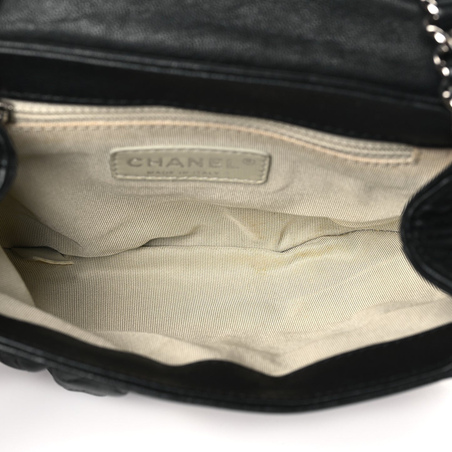 Washed Lambskin Quilted Mini Chain Around Flap Black