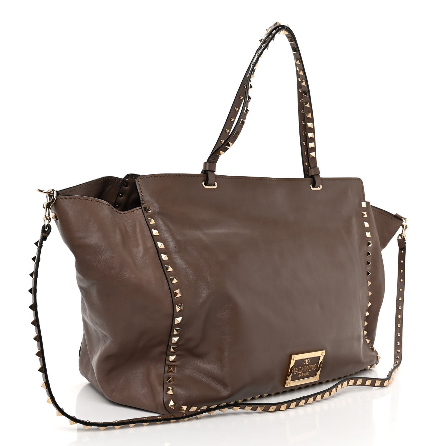 Vitello Large Rockstud Tote Brown