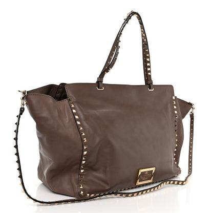 Valentino Garavani Vitello Large Rockstud Tote Brown 3 of 10
